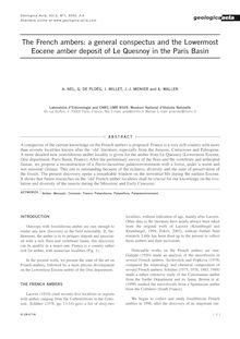 The French ambers: a general conspectus and the Lowermost Eocene amber deposit of Le Quesnoy in the Paris Basin