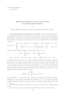 Almost periodicity of some error terms in prime number theory