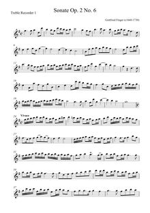 Partition flûte 1, Six sonates of Two parties pour Two flûtes, Finger, Godfrey