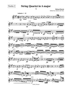 Partition violon 2, corde quatuor en A major, MH 310, A major, Haydn, Michael
