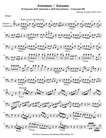 Partition violoncelles / Basses, violon Concerto en F major, RV 293