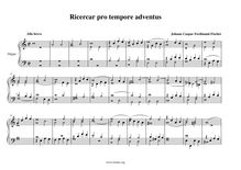 Partition Piece pour orgue, Ricercar pro tempore adventus, Fischer, Johann Caspar Ferdinand