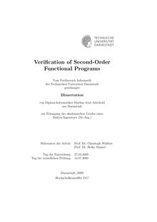 Verification of second-order functional programs [Elektronische Ressource] / von Markus Axel Aderhold