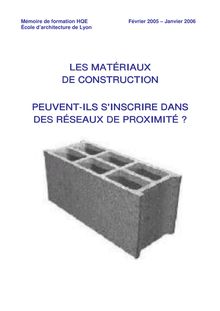 LES MATÉRIAUX DE CONSTRUCTION PEUVENT-ILS S'INSCRIRE DANS DES ...