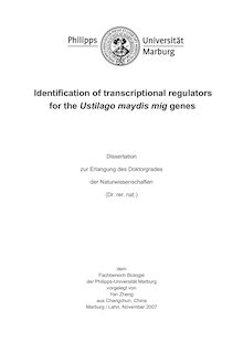 Identification of transcriptional regulators for the Ustilago maydis mig genes [Elektronische Ressource] / vorgelegt von Yan Zheng