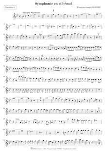 Partition hautbois / flûte 1, Symphonie No.1, B♭ major, Gossec, François Joseph