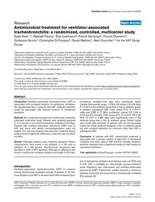Antimicrobial treatment for ventilator-associated tracheobronchitis: a randomized, controlled, multicenter study