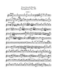 Partition hautbois 1, 2, Symphony No.99 en E♭ major, Sinfonia No.99