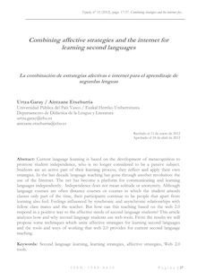 Combining affective strategies and the internet for learning second languages  (La combinación de estrategias afectivas e internet para el aprendizaje de segundas lenguas)