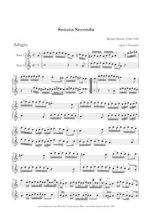 Partition No.2 en A minor, 6 sonates pour 2 flûtes, 6 sonates pour deux flûtes traversières sans basse