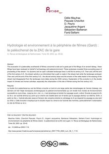 Hydrologie et environnement à la périphérie de Nîmes (Gard) : le paléochenal de la ZAC de la gare - article ; n°1 ; vol.36, pg 25-42