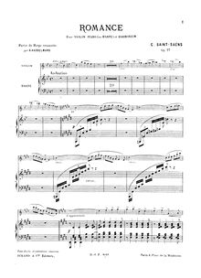 Partition Piano , partie transcribed pour harpe, Romance, Op.27