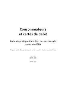 Consommateurs et cartes de débit - Code de pratique Canadien des ...