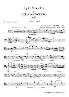 Partition violoncelle , partie, violoncelle Concerto en E, Op.34