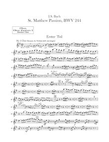 Partition hautbois 1, 2 (both double on hautbois d amore), Matthäuspassion