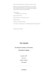 The Squire - An Original Comedy in Three Acts