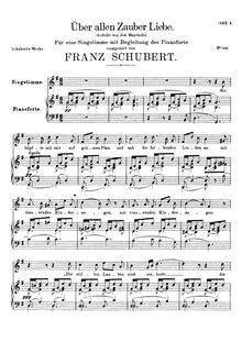 Partition voix + partition de piano, Über allen Zauber Liebe (fragment), D.682