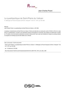 Le quadriportique de Saint-Pierre du Vatican - article ; n°2 ; vol.86, pg 851-890