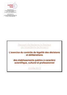 L exercice du contrôle de légalité des décisions et délibérations des établissements publics caractère scientifique culturel et professionnel