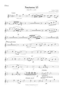 Partition hautbois, nocturnes, Chopin, Frédéric