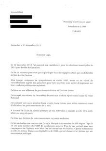 Le courrier d Arnaud Cléré à Jean-François Copé