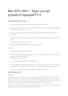 Bac 2011 STG Espagnol LV2 Corrige