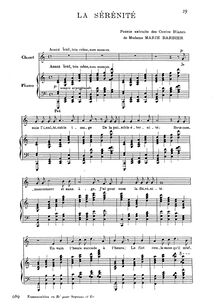 Partition complète, La sérénité, C major, Saint-Saëns, Camille par Camille Saint-Saëns