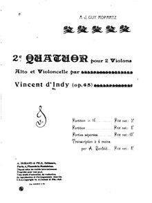 Partition complète, corde quatuor No.2, Op.45, Indy, Vincent d 