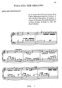 Partition complète, Toccata sopra i pedali per l organo e senza, G major