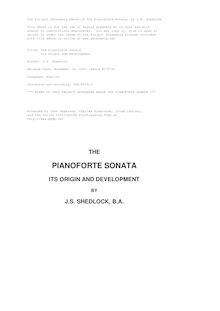 The Pianoforte Sonata - Its Origin and Development
