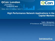 High Performance Network Applications In The Capital Markets