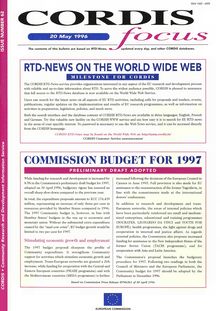 CORDIS focus 62. 20 May 1996