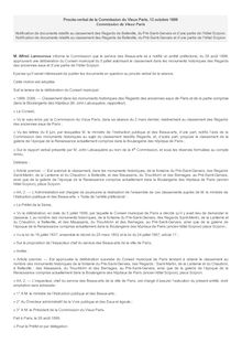 Notification de documents relatifs au classement des Regards de Belleville, du Pré-Saint-Gervais et d’une partie de l’hôtel Scipion