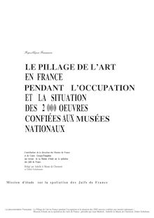 Le Pillage de l art en France pendant l occupation et la situation des 2000 oeuvres confiées aux musées nationaux