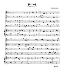 Partition [Pavan], VdGS No.9 - partition complète (Tr Tr B B O), Airs pour 4 violes de gambe avec orgue