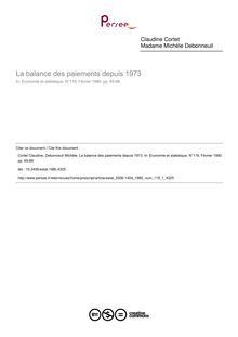 La balance des paiements depuis 1973 - article ; n°1 ; vol.119, pg 65-88
