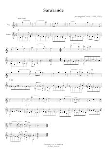 Partition , Sarabande - partition complète, 12 violon sonates, Op.5 par Arcangelo Corelli