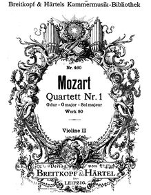 Partition violon 2, corde quatuor No.1, Lodi Quartet, G major, Mozart, Wolfgang Amadeus