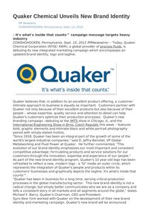 Quaker Chemical Unveils New Brand Identity