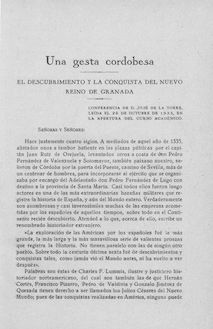 Una gesta cordobesa: el descubrimiento y la conquista del Nuevo Reino de Granada
