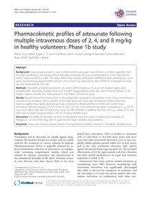 Pharmacokinetic profiles of artesunate following multiple intravenous doses of 2, 4, and 8 mg/kg in healthy volunteers: Phase 1b study