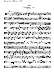 Partition viole de gambe II, corde quintette No.2, C minor, Mozart, Wolfgang Amadeus par Wolfgang Amadeus Mozart