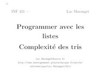Programmer avec les listes : complexité des tries