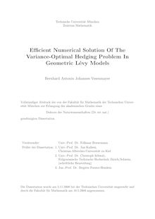 Efficient numerical solution of the variance-optimal hedging problem in geometric Lévy models [Elektronische Ressource] / Bernhard Antonin Johannes Vesenmayer