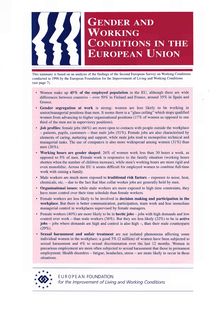 Gender and working conditions in the European Union summary