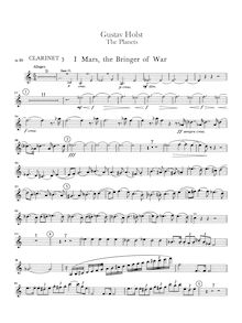 Partition clarinette 3 (B♭, A, plus B♭ transposition), pour Planets, Op.32