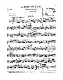 Partition de violon, Scherzo fantastique, "The Dance Of The Goblins" (La Ronde des Lutins) par Antonio Bazzini