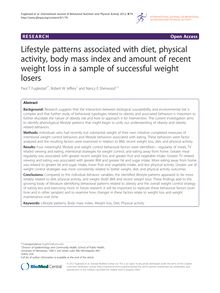 Lifestyle patterns associated with diet, physical activity, body mass index and amount of recent weight loss in a sample of successful weight losers