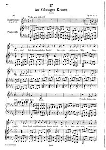 Partition complète, transposition pour low voix (C minor), An Schwager Kronos, D.369 (Op.19 No.1)