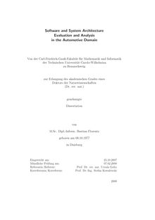 Software and system architecture evaluation and analysis in the automotive domain [Elektronische Ressource] / von Bastian Florentz